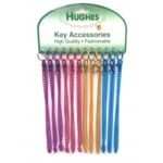 CARD OF 12 ASSORTED ALUMINIUM KEY CHAINS (450MM X 8MM)