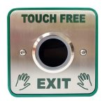 CQR AEB36 Touch Free Exit Button - 12/24V DC - Legend "Touch Free Exit"- Stainless Steel (LEAD TIME: 2-3 DAYS)