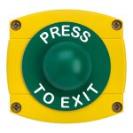 CQR AEB41 IP66 Yellow/Green Surface Box With Momentary Green Dome - Legend "Press To Exit" (LEAD TIME: 2-3 DAYS)