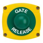 CQR AEB42 IP66 Yellow/Green Surface Box With Momentary Green Dome - Legend "Gate Release" (LEAD TIME: 2-3 DAYS)