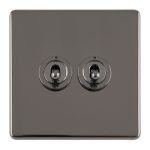 Eurolite ECBNT2SW 2 GANG 10AMP 2WAY TOGGLE SWITCH BLACK NICKEL PLATE (LEAD TIME: 2-3 DAYS)