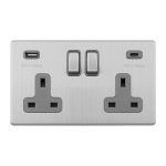 Eurolite ECSS2USBCG Concealed 3mm 2-Gang USBC Socket (LEAD TIME: 2-3 DAYS)