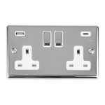 Eurolite EN2USBCPCW 2-Gang 13Amp Switched Socket with USB-C - Polished Chrome (LEAD TIME: 2-3 DAYS)