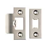 Eurospec FSF5009SSS Forend Strike & Fixing Pack To Suit Heavy Duty Tubular Latch - Satin Stainless Steel Square Forend (LEAD TIME: 2-3 DAYS)