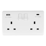 Eurolite PL4620C Enhance White Plastic 2-Gang USB-C Socket (LEAD TIME: 2-3 DAYS)