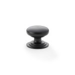 Alexander & Wilks AW825-32-BL Waltz Round Cupboard Knob On Stepped Rose Black Knob 32mm (LEAD TIME: 2-3 DAYS)