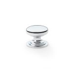Alexander & Wilks AW825-32-PC Waltz Round Cupboard Knob On Stepped Rose - Polished Chrome Knob 32mm (LEAD TIME: 2-3 DAYS)