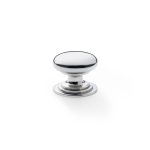 Alexander & Wilks AW825-32-PN Waltz Round Cupboard Knob On Stepped Rose - Polished Nickel Knob 32mm (LEAD TIME: 2-3 DAYS)