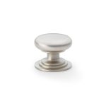 Alexander & Wilks AW825-38-SN Waltz Round Cupboard Knob On Stepped Rose - Satin Nickel Knob 38mm (LEAD TIME: 2-3 DAYS)