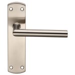 Eurospec CSLP1162B/SSS Steelworx Residential Mitred Lever On Latch Backplate (LEAD TIME: 2-3 DAYS)