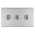 Eurolite ECSST3SW 3-Gang 10Amp 2-Way Toggle Switch Satin Stainless Plate (LEAD TIME: 2-3 DAYS)