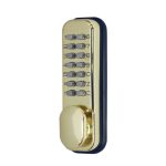 CQR SBL310/B Push Button Lock | Traditional Code | Knob | Brass Plated | 3 - 7 Digits | Hold Back (LEAD TIME: 2-3 DAYS)